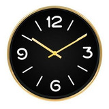 Relogio De Parede De Plastico Dourado E Preto 35cm X 4cm
