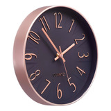 Relógio De Parede Decorativo Redondo Sala Cozinha 30cm Rose