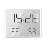 Relógio De Parede Digital  Despertador Atômico Grande Display Despertador Digital Relógio De Mesa Com Temperatura E Umidade Para O Quarto Branco 