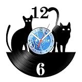 Relógio De Parede Disco Vinil Animais Gatos VAN 002
