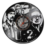 Relógio De Parede Disco Vinil U2 Guitarra Banda Rock