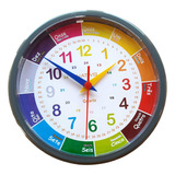Relogio De Parede Educativo Colorido Redondo 24cm Ci Nativo