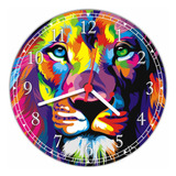 Relógio De Parede Grande Abstrato Leão Com 50cm Salas G002