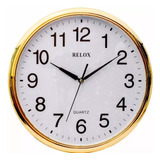 Relógio De Parede Grande Branco E Dourado 36x36cm