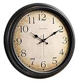 Relógio De Parede Grande Retrô De 40-6 Cm Para Decoração De Sala De Estar- Operado Por Bateria- Silencioso- Sem Tique-taque- Clássico- Vintage- Para Cozinha- Lareira- Casa- Bronze