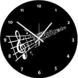 Relógio De Parede Grande Vinil Notas Musicais Presente Criativo