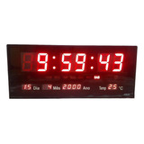 Relógio De Parede Led Digital Grande Termometro Recepção36cm Cor Da Estrutura Preto Cor Do Fundo Preto