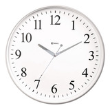 Relógio De Parede Musical Herweg Prata Fala As Horas Silencioso 6867 Estrutura Prata Metálico Fundo Branco 35 Cm