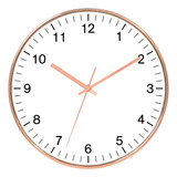 Relogio De Parede Plástico Branco E Cobre 29 5cm Zq0011 Btc