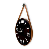 Relógio De Parede Preto Piano Estilo Adnet 41 Cm Alça Couro 