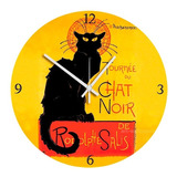  Relógio De Parede Vinil Chat Noir Quarto Sala Cozinha