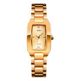 Relógio De Pulso Analógico Skmei Digital 1400 Para Mulheres Com Pulseira De Aço Inoxidável Dourada E Expansível