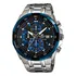 Relógio De Pulso Casio Efr-539 Com Corria De Aço Inoxidável Cor Prateado - Fondo Preto - Bisel Azul/preto
