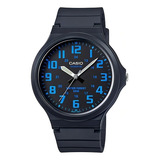 Relógio De Pulso Casio Mw 240 Com Corria De Resina Cor Preto Fondo Preto azul