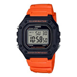 Relógio De Pulso Casio Youth W 218h 8av Com Corpo Preto Digital Para Masculino Fundo Cinza Com Correia De Resina Cor Laranja Subdials De Cor Preto Ponteiro De Minutos segundos Preto Bisel Cor P