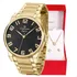 Relógio De Pulso Champion Cn27652u Com Corpo Dourado,  Analogico, Para Feminino, Fundo  Preto, Com Correia De Aço Inoxidável Cor Dourado, Bisel Cor Dourado E Pulseira
