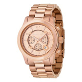 Relógio De Pulso Michael Kors Lexington Mk8096 Com Corpo Dourado, Analógico, Para Feminino, Fundo Rose, Com Correia De Aço Inoxidável Cor Rose, Bisel Cor Rose E Dobrável