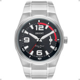Relógio De Pulso Orient Water Resist 50m Com Corria De Aço Inoxidável Cor Prateado Fondo Preto