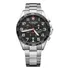 Relógio De Pulso Victorinox Fieldforce Chrono Com Corria De Aço Inoxidável Cor Prata - Fondo Preto - Bisel Preto/branco