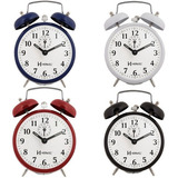 Relogio Despertador Analogico Mecanico Em Metal Herweg 2208 Cor Branco