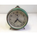 Relógio Despertador Antigo Alemão Cor Verde