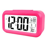 Relógio Despertador Digital Alto De Mesa Calendário Rosa