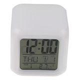 Relógio Despertador Digital Lumanaria Cubo Led 7 Cores