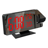 Relógio Despertador Projetor Led Espelhado Mesa Temperatura