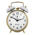 Relógio Despertador Retrô De Mesa Cabeceira Mecânico Funcionamento A Cordas Campainha Forte E Alta 2215-021 Branco Dourado Cromado Metal