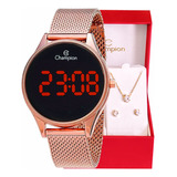 Relógio Digital Champion Feminino Dourado Rose Gold Led