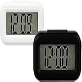 Relógio Digital Compacto Com Display LCD- Temperatura- Data- Branco E Preto