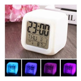 Relógio Digital Despertador Cubo Colorido 7 Led Luz Alarme