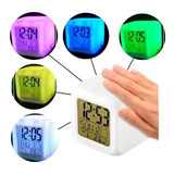 Relógio Digital Despertador Cubo Colorido 7 Led Luz Alarme