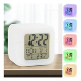 Relógio Digital Despertador Mesa Cubo Colorido 7 Led Alarme