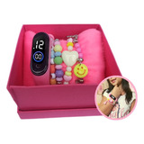 Relógio Digital Infantil Menina Kit Com 4 Pulseiras Menino
