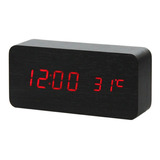 Relógio Digital Led Mesa Despertador Mdf Com Temperatura