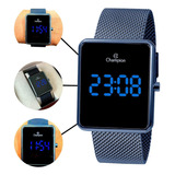 Relógio Digital Led Unissex Champion Pulseira Aço Milanese
