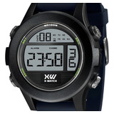 Relógio Digital Masculino X-watch Esportivo Para Mergulho Cor Da Correia Azul Cor Do Bisel Preto Cor Do Fundo Cinza
