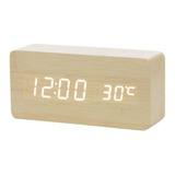 Relógio Digital Retrô Design Tipo Madeira Com Alarme Mesa