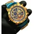 Relógio Dourado Esqueleto Bvgari Aço Inox Fundo Dourado