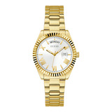 Relógio Elegante Para Mulheres Da Marca Guess Luna Strap Color Gold Bezel Color Gold Background Color Gold