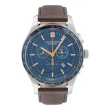 Relógio Esportivo Victorinox Swiss Army Azul Edição Limitada Pulseira Marrom