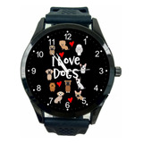 Relógio Eu Amo Cachorros De Pulso Unissex I Love Dog T14