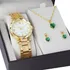Relógio Feminino Analógico + Colar Brincos Folheado Ouro 18k