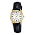 Relógio Feminino Casio Collection Analógico Couro Ou Aço Correia Preto Bisel Dourado Fundo Branco