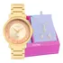 Relógio Feminino Condor Dourado Orginal + Colar E Brincos