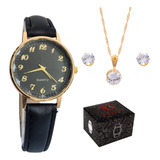 Relogio Feminino Couro Dourado