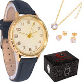 Relogio Feminino Couro Dourado