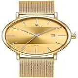 Relógio Feminino De Pulso Minimalista Dourado Aço Inoxidável 33mm Vanglore 3288b Selecty Social Esporte Fino