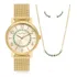 Relógio Feminino Dourado Analógico De Pulso Movimento Quartzo Com Pulseira E Caixa De Aço Inoxidável Resistente À Água Em 5 Atm Com Strass Luxo Elegantante Fashion Redondo - Condor Co2039mug/k4x
